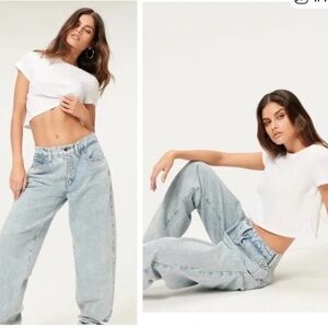 Good American women’s 8 good 90s loose jeans baggy light wash